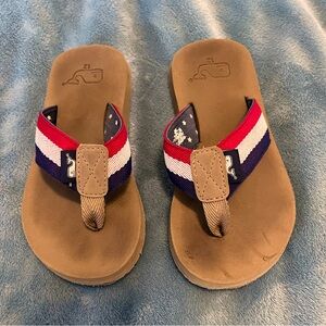 Vineyard Vines flip flops Americana red, white and blue toddler boys size 12